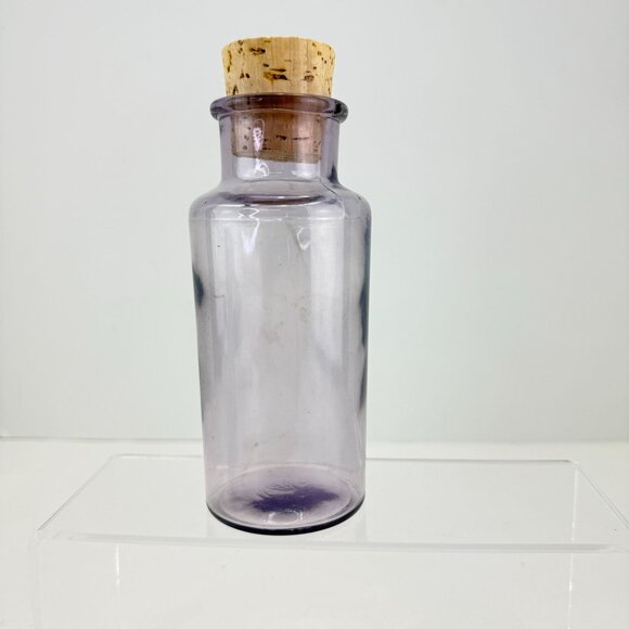 Vintage Apothecary Purple Glass Bottle With Cork Lid - Picture 3 of 13